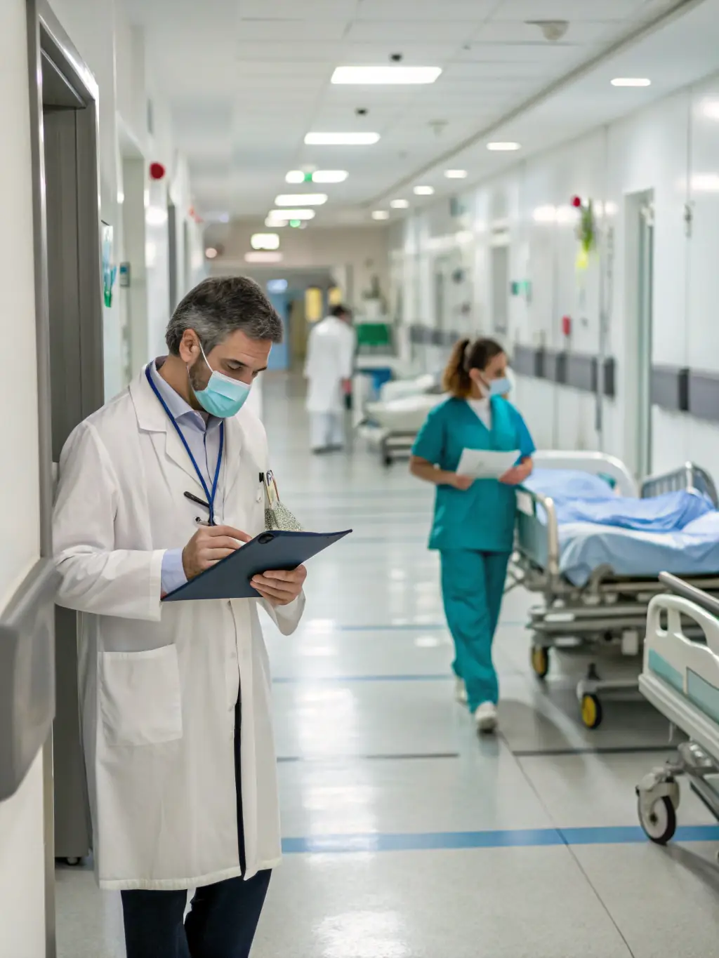 A doctor and nurse in a hospital setting, representing Root Recruiting's focus on healthcare recruitment.