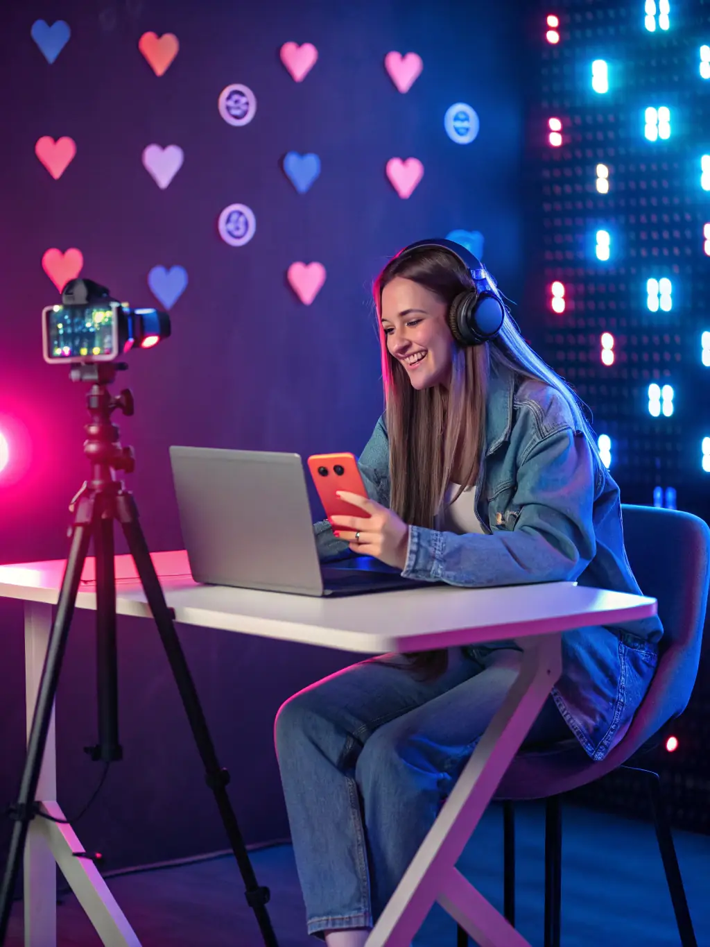An influencer creating content on social media, highlighting Root Recruiting's specialization in influencer recruiting.