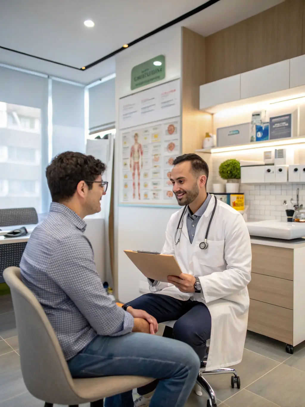 A doctor and nurse consulting, representing Root Recruiting's specialization in healthcare industry recruitment.