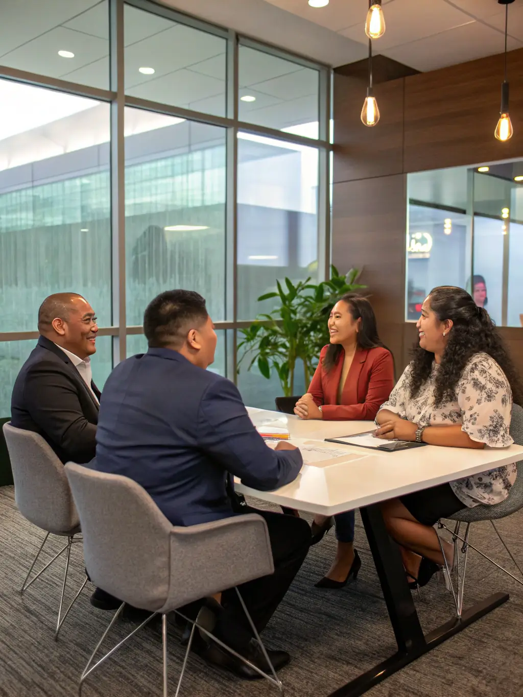 A diverse group of candidates participating in an interview, showcasing Root Recruiting's interview management services.